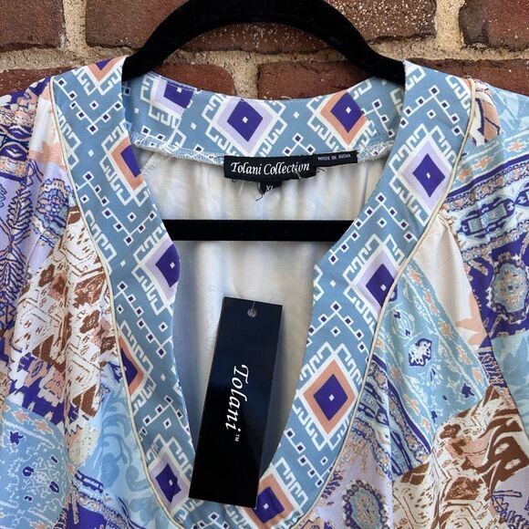 Tolani Collection patchwork Printed Dress with Ruffle womens XL NWT - Picture 8 of 11